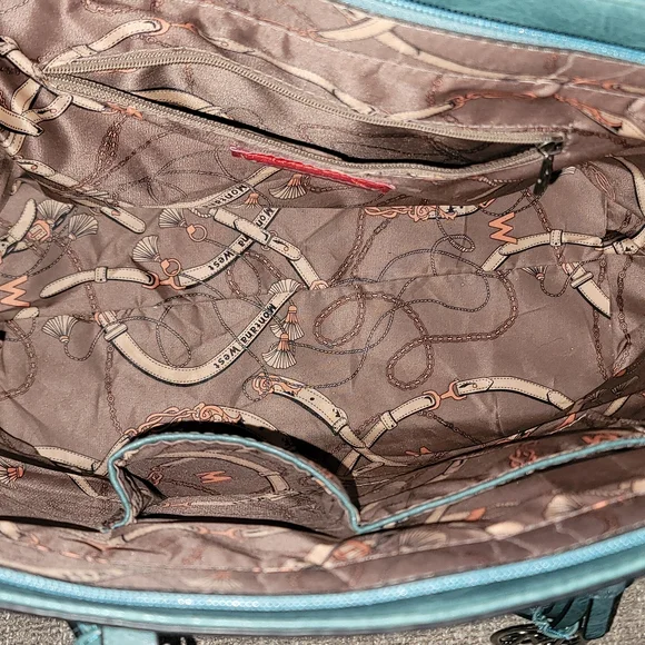 Montana West Teal Tooled Conceal Carry Tote Bag - Picture 4 of 8